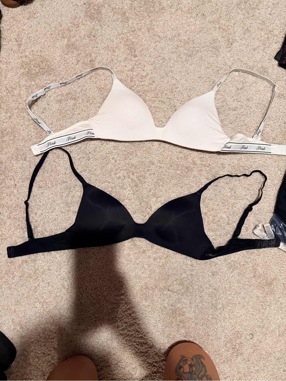 PINK Victoria's Secret by Victoria's Secret Black & White Wireless Push Up Bras